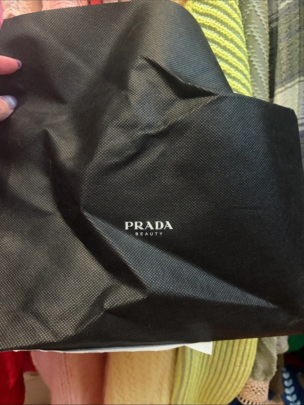 Prada Pink Triangle Cosmetic Case and dust bag
